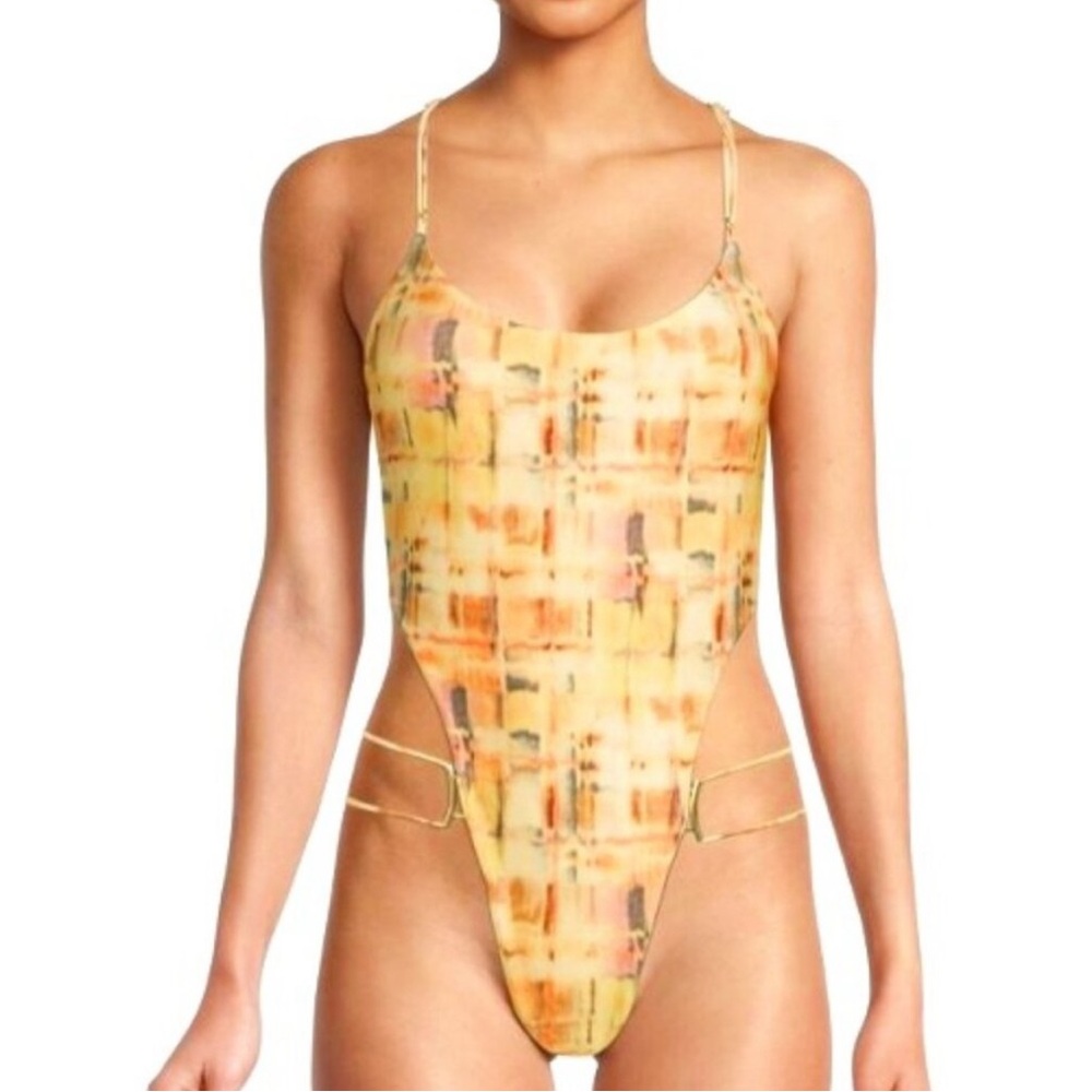Cult Gaia Yellow Multi One Piece Swimsuit SIZE M
